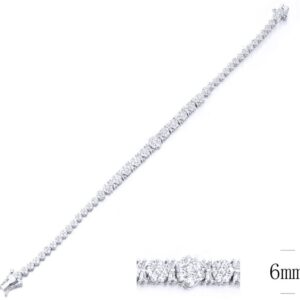SB10600, Ladies' Moissanite Bracelet, S925, Rhodium Plated, White, 9.75g