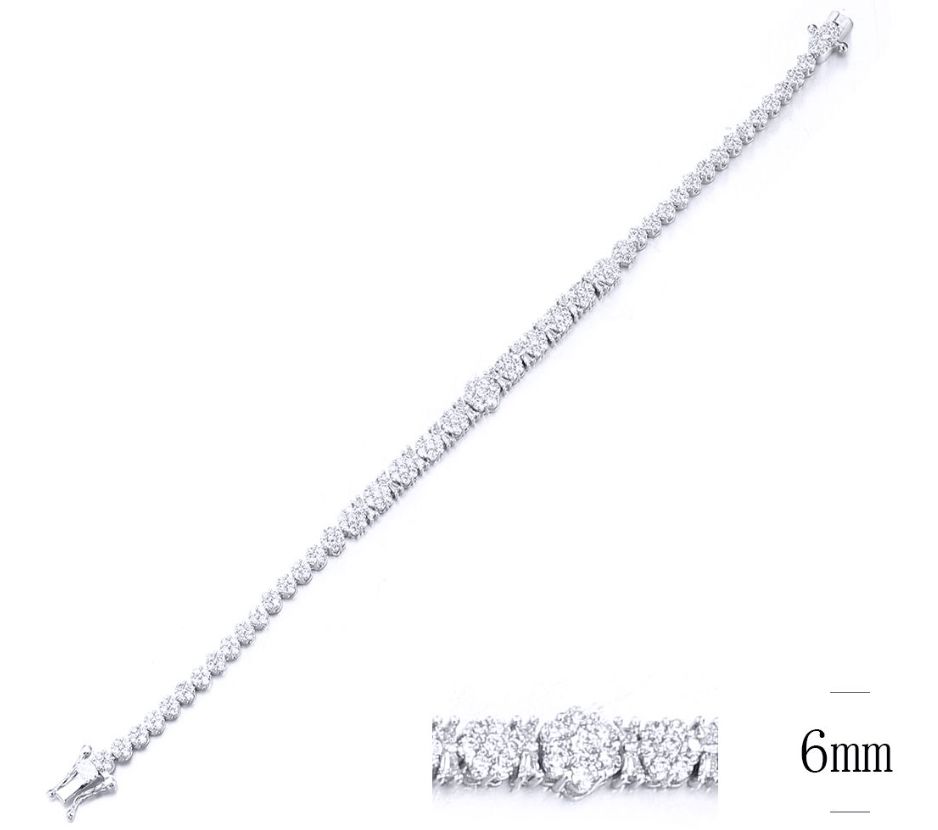 SB10600, Ladies' Moissanite Bracelet, S925, Rhodium Plated, White, 9.75g