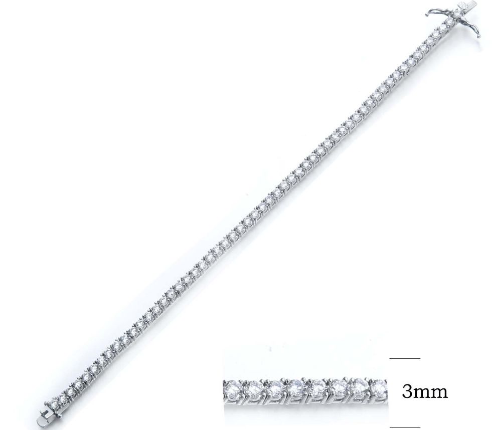 SB02227, Ladies' Moissanite Bracelet, S925, Rhodium Plated, White, 9.54g