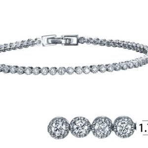 SB04151, Ladies' Moissanite Bracelet, S925, Rhodium Plated, White, 6.49g