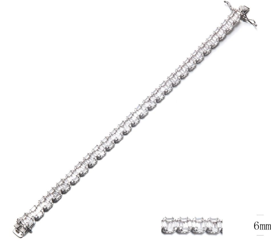SB09048, Ladies' Moissanite Bracelet, S925, Rhodium Plated, White, 15.213g