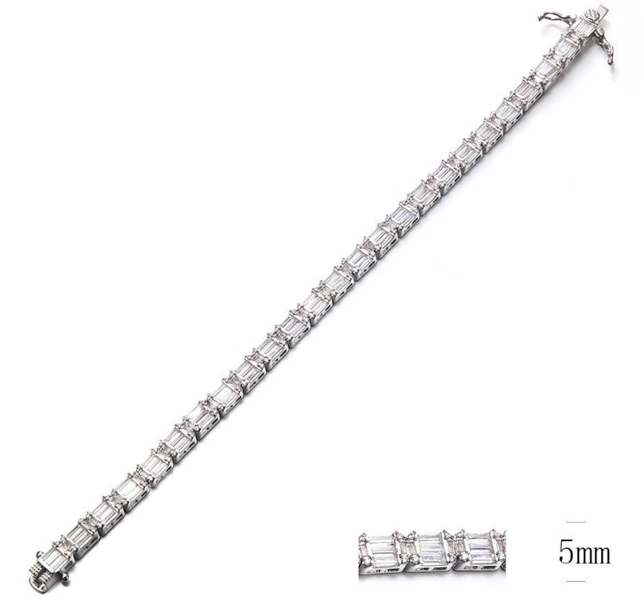 SB09049, Ladies' Moissanite Bracelet, S925, Rhodium Plated, White, 14.237g