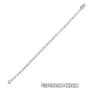 SB13972, Ladies' Moissanite Bracelet, S925, Rhodium Plated, White, 9.649g