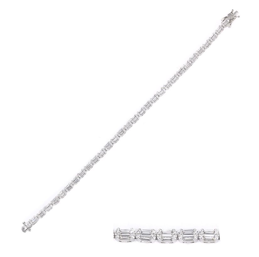 SB13972, Ladies' Moissanite Bracelet, S925, Rhodium Plated, White, 9.649g