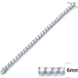 SB01399, Ladies' Moissanite Bracelet, S925, Rhodium Plated, White, 22.018g