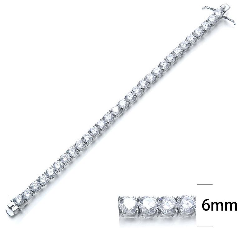 SB01399, Ladies' Moissanite Bracelet, S925, Rhodium Plated, White, 22.018g