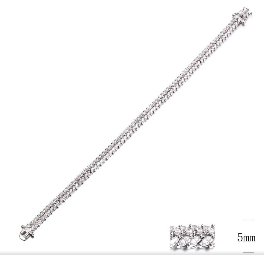 SB09744, Ladies' Moissanite Bracelet, S925, Rhodium Plated, White, 12.17g