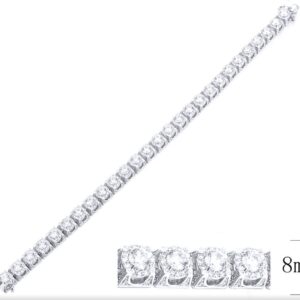 SB10262, Ladies' Moissanite Bracelet, S925, Rhodium Plated, White, 30.21g