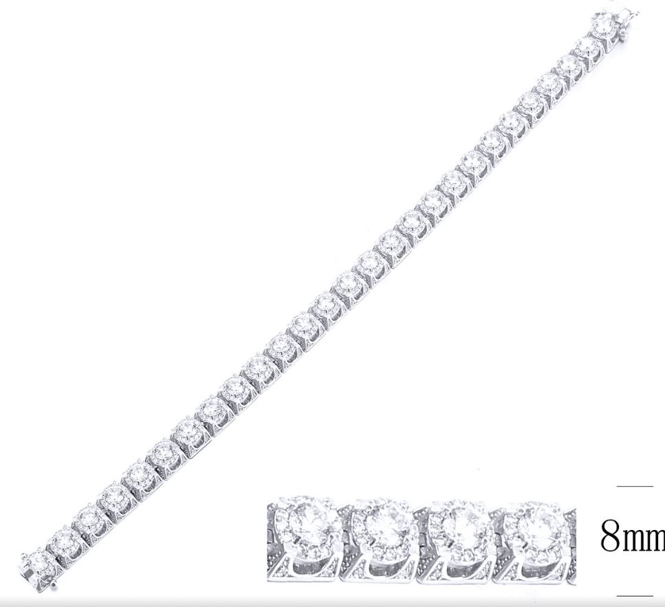SB10262, Ladies' Moissanite Bracelet, S925, Rhodium Plated, White, 30.21g