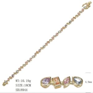 SB18944, Ladies' Moissanite Bracelet, S925, Rhodium Plated, White, 10.6g
