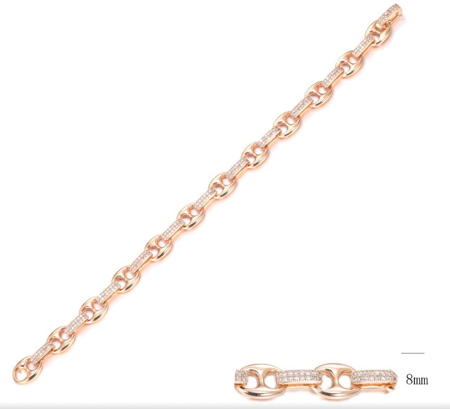 SB14717, Ladies' Moissanite Bracelet, S925, Rhodium Plated, White, 13.66g