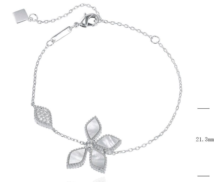 SB19802, Ladies' Moissanite Bracelet, S925, Rhodium Plated, White, 4.53g