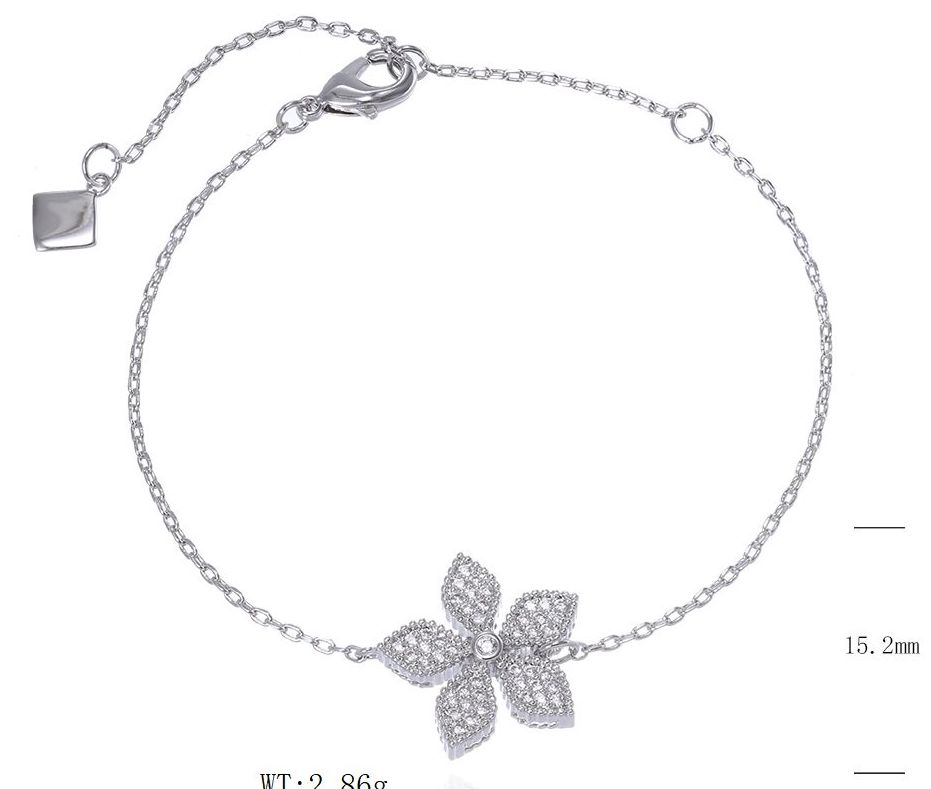 SB19805, Ladies' Moissanite Bracelet, S925, Rhodium Plated, White, 2.78g