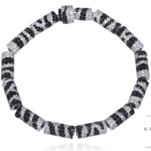 SB19546-C, Ladies' Moissanite Bracelet, S925, Rhodium + Black Rhodium Plated, Silver, 31.913g
