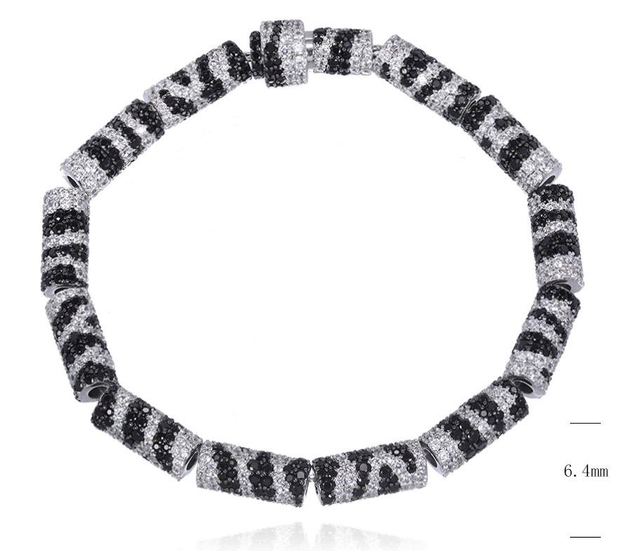 SB19546-C, Ladies' Moissanite Bracelet, S925, Rhodium + Black Rhodium Plated, Silver, 31.913g