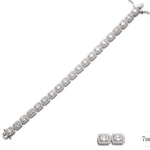 SB09045, Ladies' Moissanite Bracelet, S925, Rhodium Plated, White, 15.857g