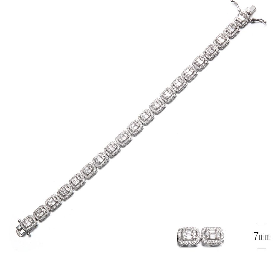 SB09045, Ladies' Moissanite Bracelet, S925, Rhodium Plated, White, 15.857g