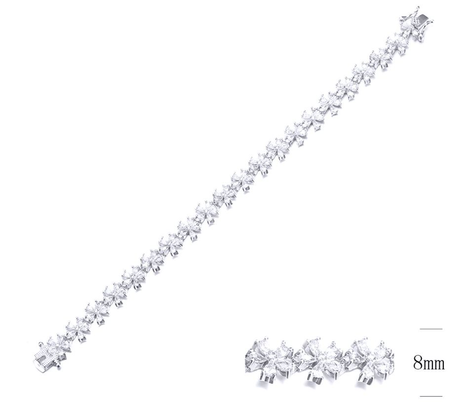 SB09747, Ladies' Moissanite Bracelet, S925, Rhodium Plated, White, 12.74g