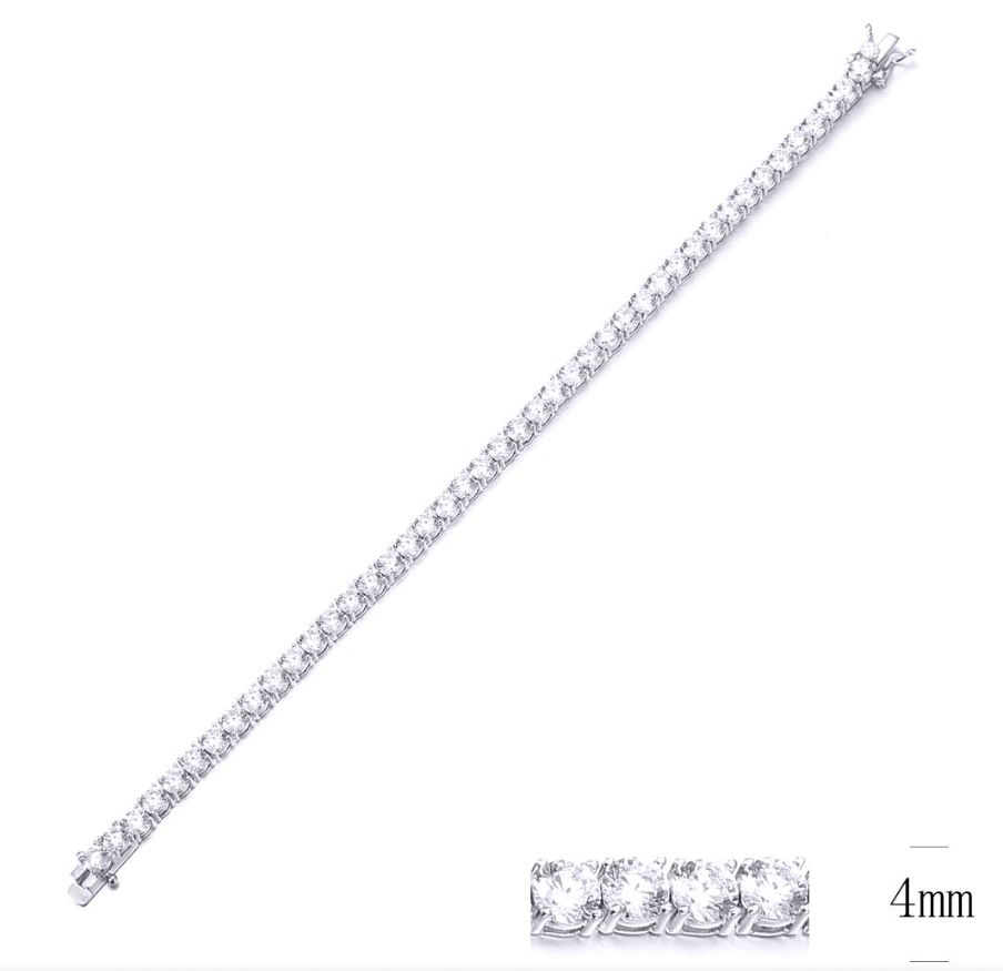 SB09889, Ladies' Moissanite Bracelet, S925, Rhodium Plated, White, 13.935g