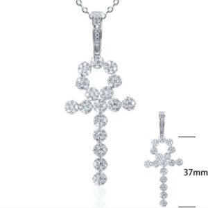 SZ14672, Ladies' Moissanite Set, S925, Rhodium Plated, White, 4.84g