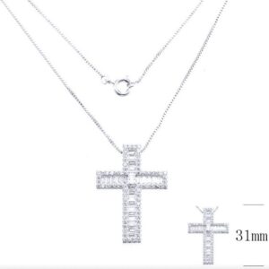 SN08132, Ladies' Moissanite Necklace, S925, Rhodium Plated, White, 3.61g