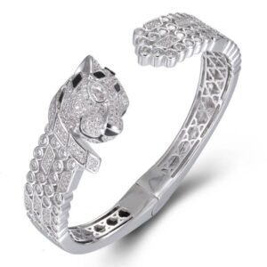 SA06704, Ladies' Moissanite Bangle, S925, Rhodium Plated, White, 32.78g