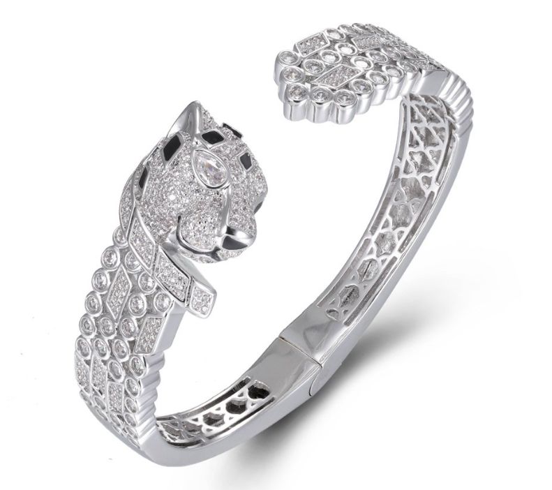 SA06704, Ladies' Moissanite Bangle, S925, Rhodium Plated, White, 32.78g