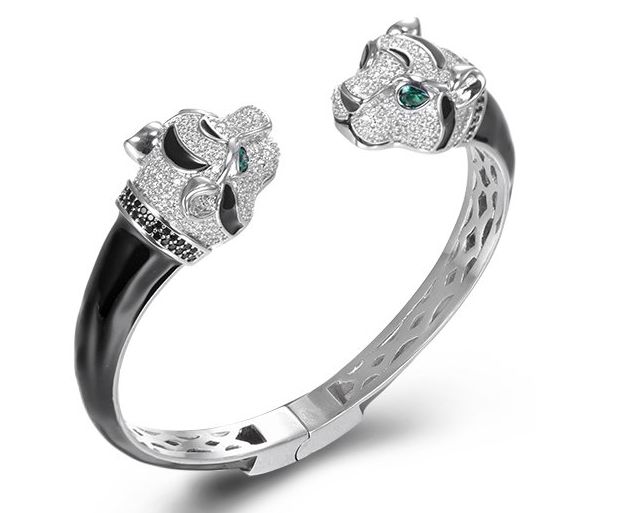 SA06064, Ladies' Moissanite Bangle, S925, Rhodium Plated, White, 32.15g