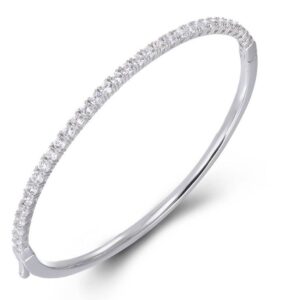SA06680, Ladies' Moissanite Bangle, S925, Rhodium Plated, White, 10g