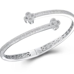 SA06725, Ladies' Moissanite Bangle, S925, Rhodium Plated, White, 26.09g