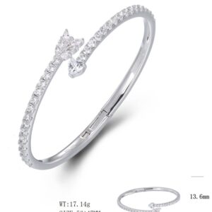 SA06561, Ladies' Moissanite Bangle, S925, Rhodium Plated, White, 17.68g