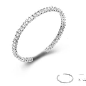 SA05985, Ladies' Moissanite Bangle, S925, Rhodium Plated, White, 10.67g