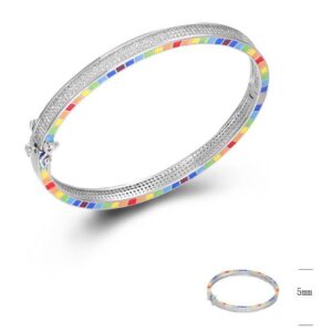 SA05930, Ladies' Moissanite Bangle, S925, Rhodium Plated, White, 14.06g