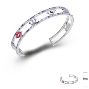 SA05931, Ladies' Moissanite Bangle, S925, Rhodium Plated, White, 12.7g