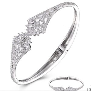 SA02910, Ladies' Moissanite Bangle, S925, Rhodium Plated, White, 13.97g