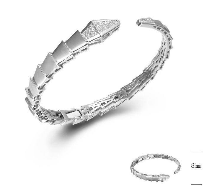 SA05872, Ladies' Moissanite Bangle, S925, Rhodium Plated, White, 15.99g