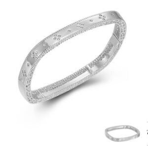 SA05875, Ladies' Moissanite Bangle, S925, Rhodium Plated, White, 22.41g