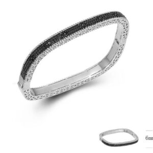 SA05874-C, Ladies' Moissanite Bangle, S925, Rhodium + Black Rhodium Plated, Silver, 28.15g