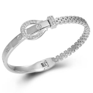SA05882, Ladies' Moissanite Bangle, S925, Rhodium Plated, White, 22.52g