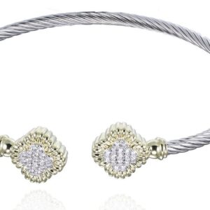 SA07095, Ladies' Moissanite Bangle, S925, Rhodium Plated, White, 12.24g
