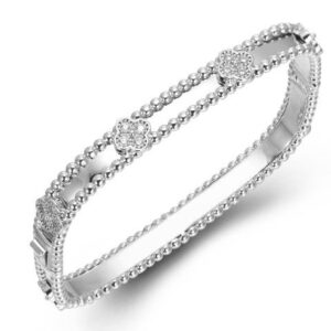 SA05880, Ladies' Moissanite Bangle, S925, Rhodium Plated, White, 24.38g