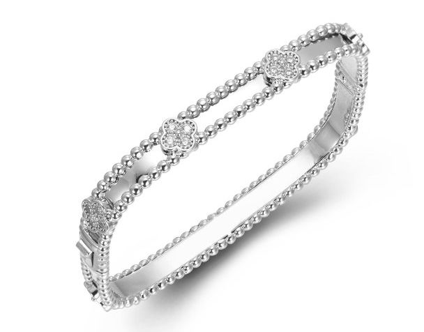 SA05880, Ladies' Moissanite Bangle, S925, Rhodium Plated, White, 24.38g