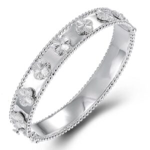 SA06505, Ladies' Moissanite Bangle, S925, Rhodium Plated, White, 45.66g