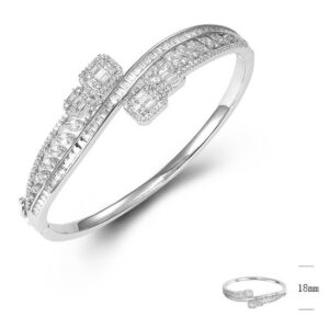 SA05711, Ladies' Moissanite Bangle, S925, Rhodium Plated, White, 17.17g
