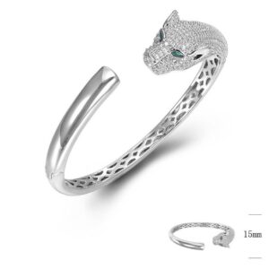 SA05876, Ladies' Moissanite Bangle, S925, Rhodium Plated, White, 21.4g