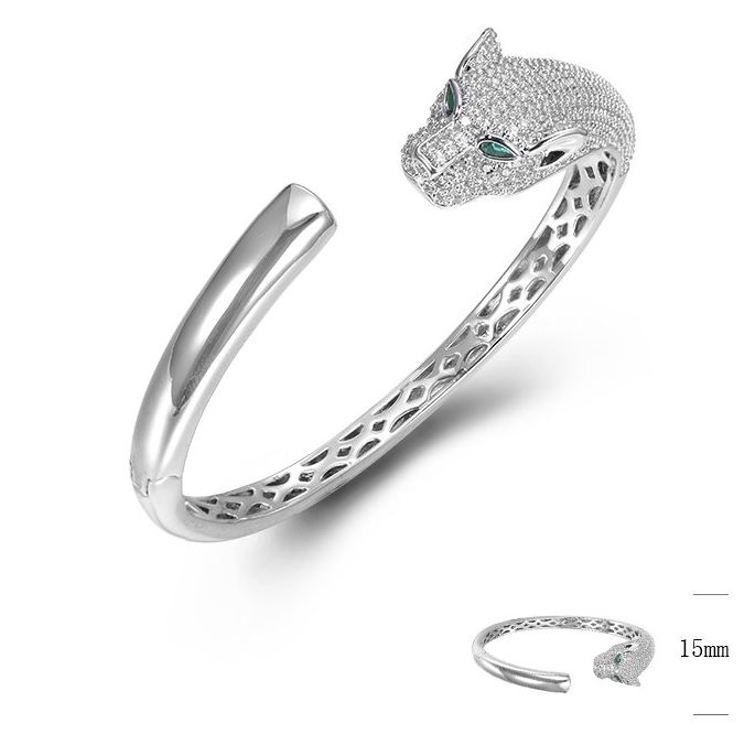 SA05876, Ladies' Moissanite Bangle, S925, Rhodium Plated, White, 21.4g