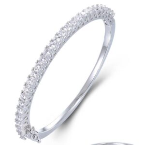 SA07529, Ladies' Moissanite Bangle, S925, Rhodium Plated, White, 12.72g