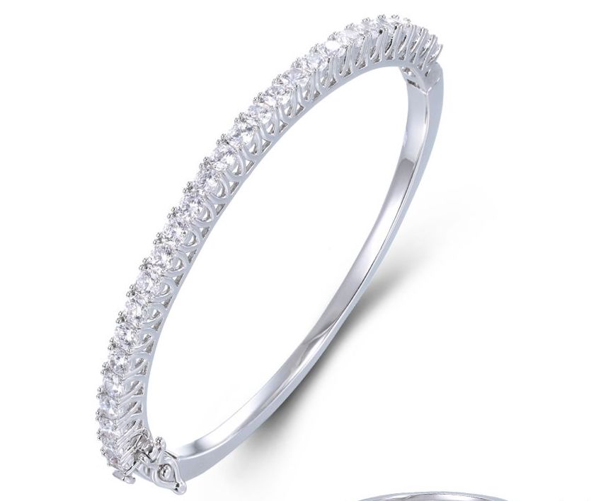 SA07529, Ladies' Moissanite Bangle, S925, Rhodium Plated, White, 12.72g