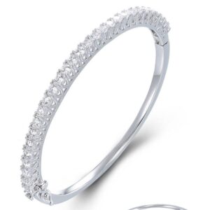 SA07530, Ladies' Moissanite Bangle, S925, Rhodium Plated, White, 13.23g