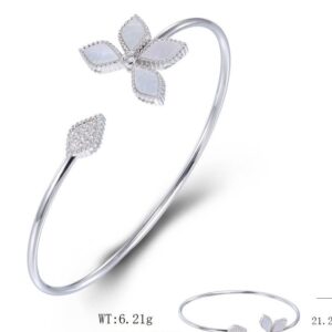SA07142, Ladies' Moissanite Bangle, S925, Rhodium Plated, White, 6.14g